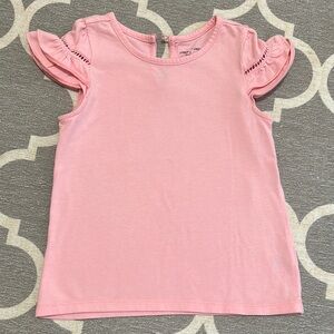 Janie and Jack Pink Short Sleeve Tee with Ruffle Sleeves